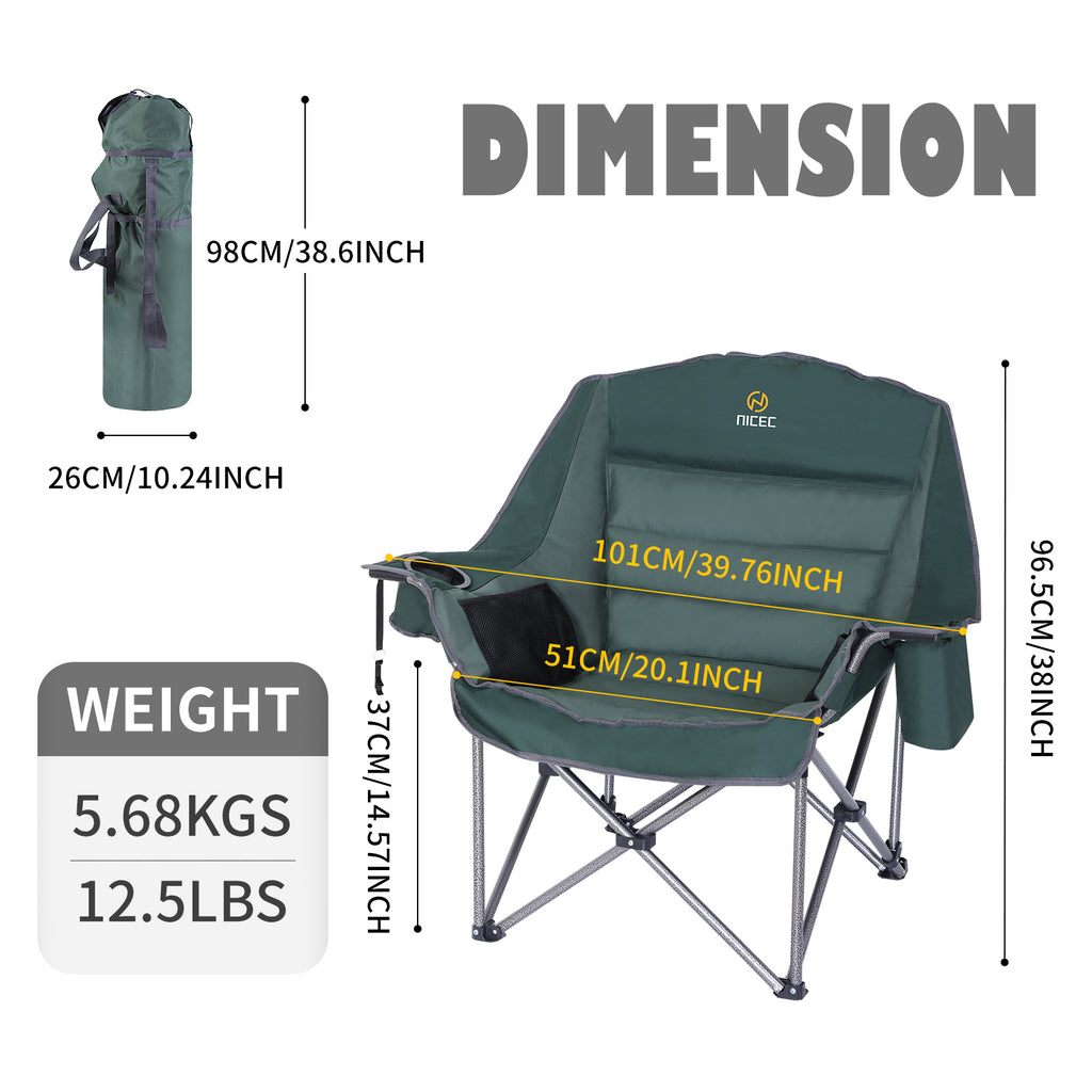 Nice C Extra-Large Camping Chair – Comfortable Outdoor Chair with Cup Holder &amp; Cooler