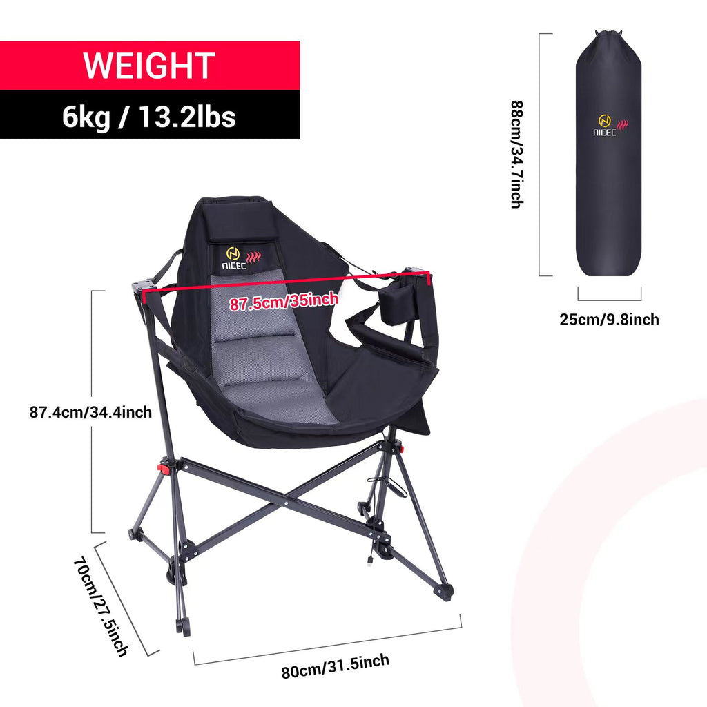 Nice C Heated Hammock Rocker Chair with Cup Holder, Side Pocket &amp; Battery 