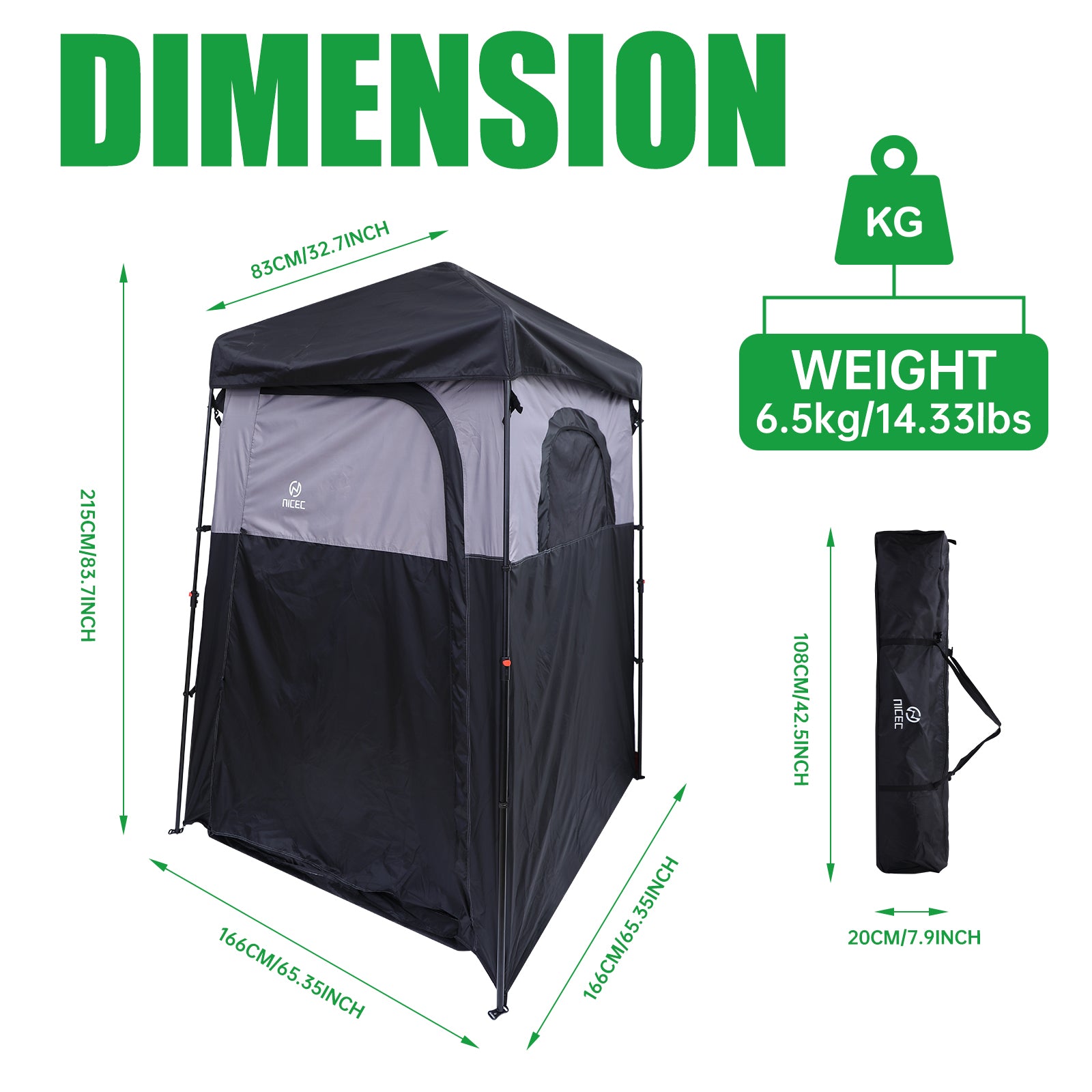 Nice C Oversized Camping Shower &amp; Privacy Tent, Instant Pop-Up Changing Tent, Outdoor Toilet &amp; Bathroom Enclosure 