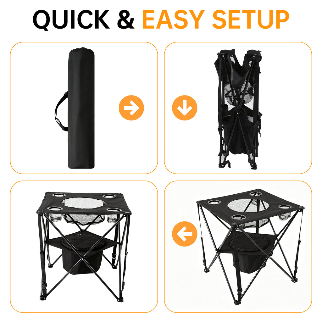 Nice C Camping Cooler Tables, Small Canvas Table, Portable Drink Table | Beer Pong Table, Ultralight Compact Folding Tailgating Table, Collapsible, Carry Bag, Outdoor, Picnic, Beach