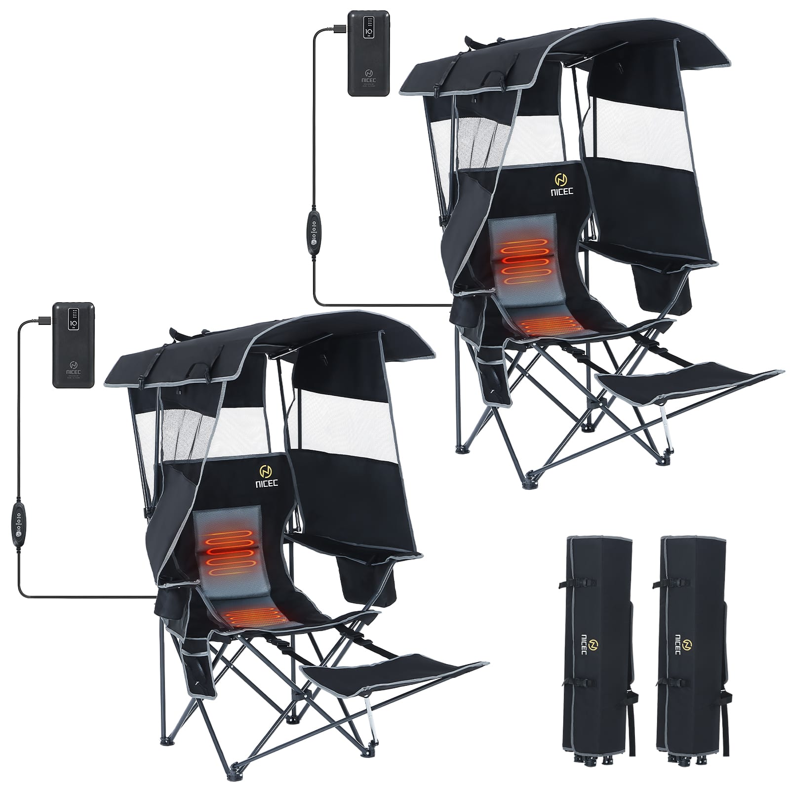Nice C Outdoor Heated Chair with Canopy &amp; Footrest 