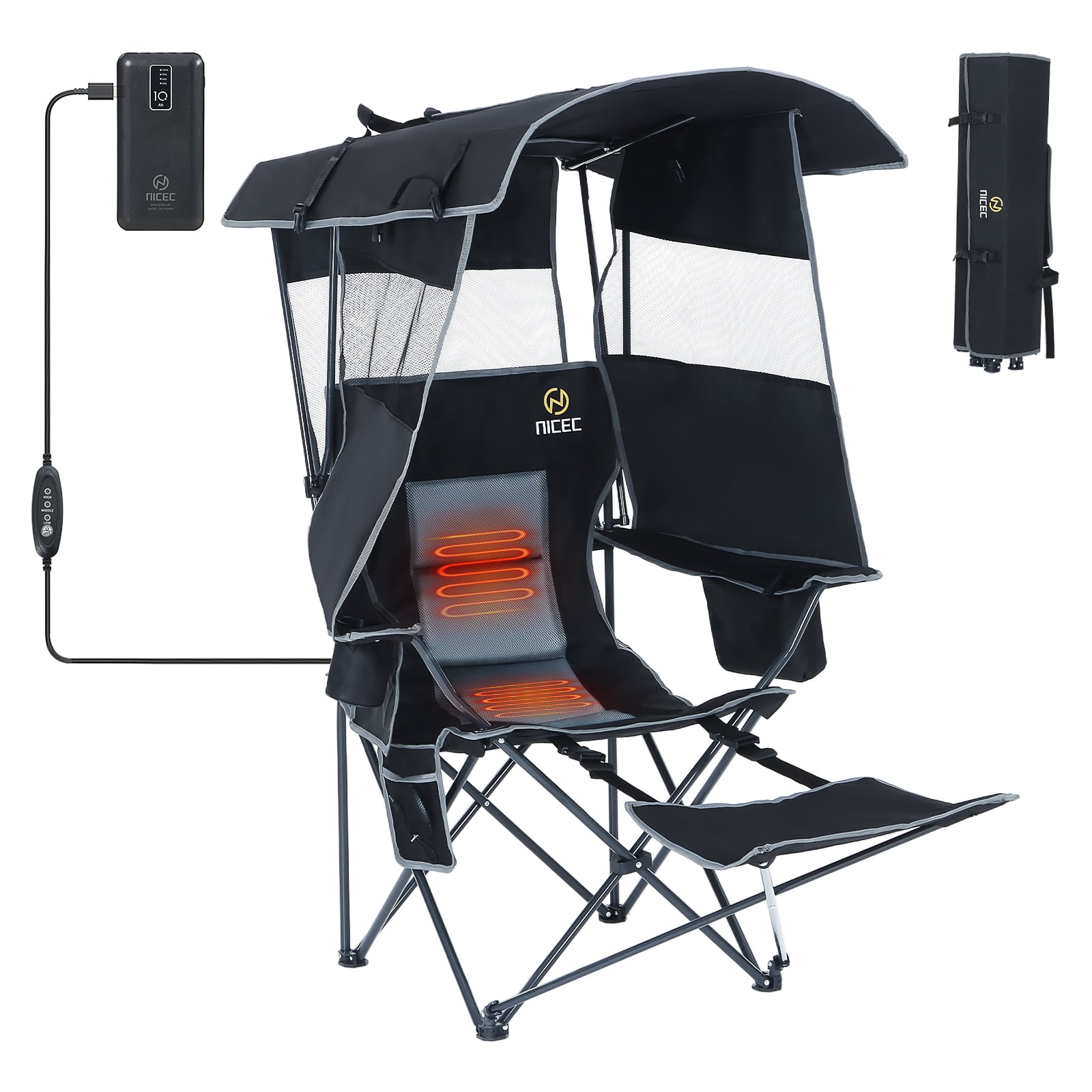 Nice C Outdoor Heated Chair with Canopy &amp; Footrest 