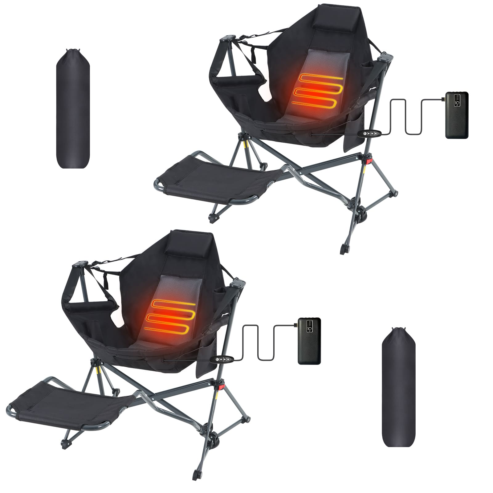 Nice C Heated Hammock Rocking Camping Chair – High Back, Footrest, Cup Holder 