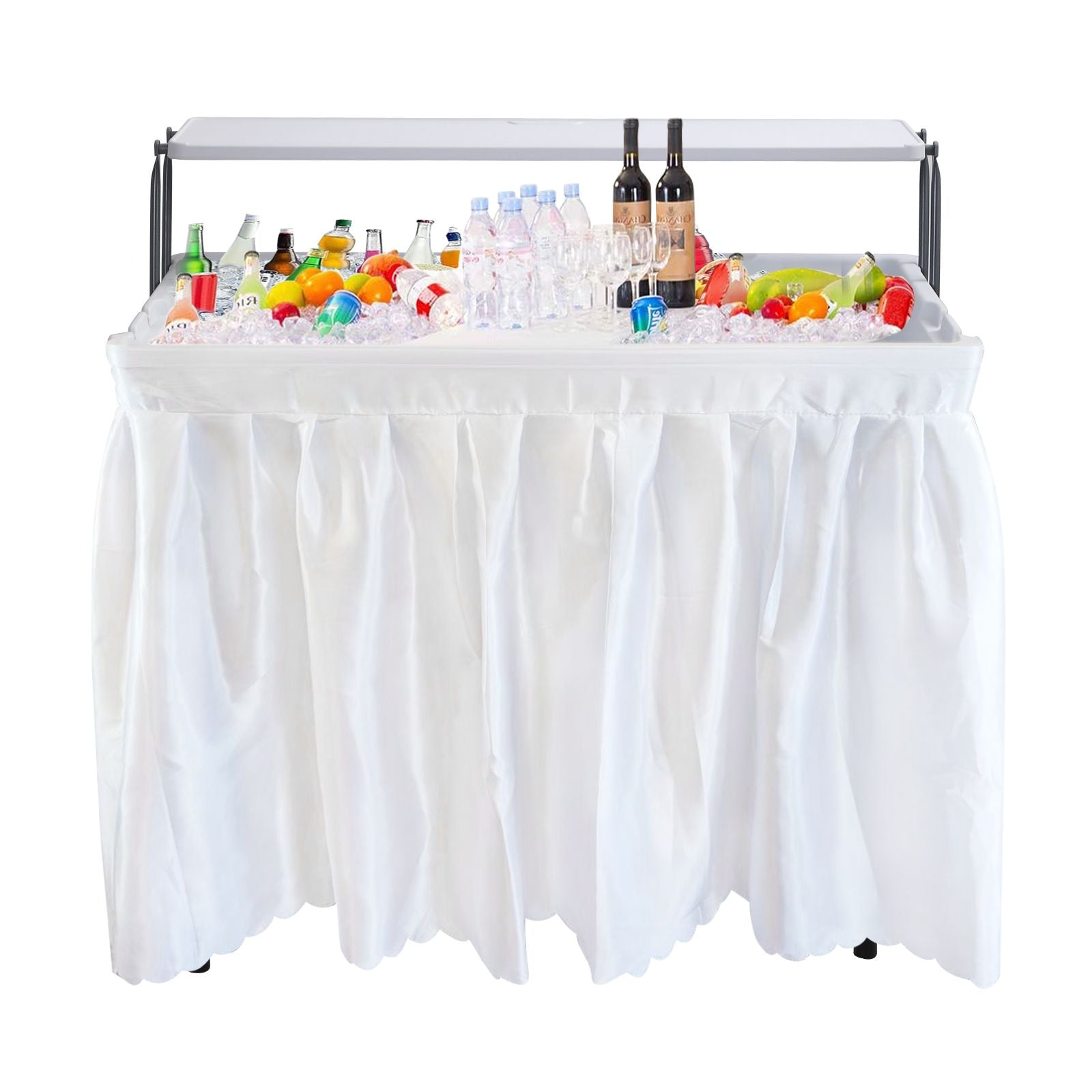 Nice C 4 ft Folding Ice Cooler Table – Party, Grazing &amp; Outdoor Table with Drain, Storage Shelf, and Matching Skirt 