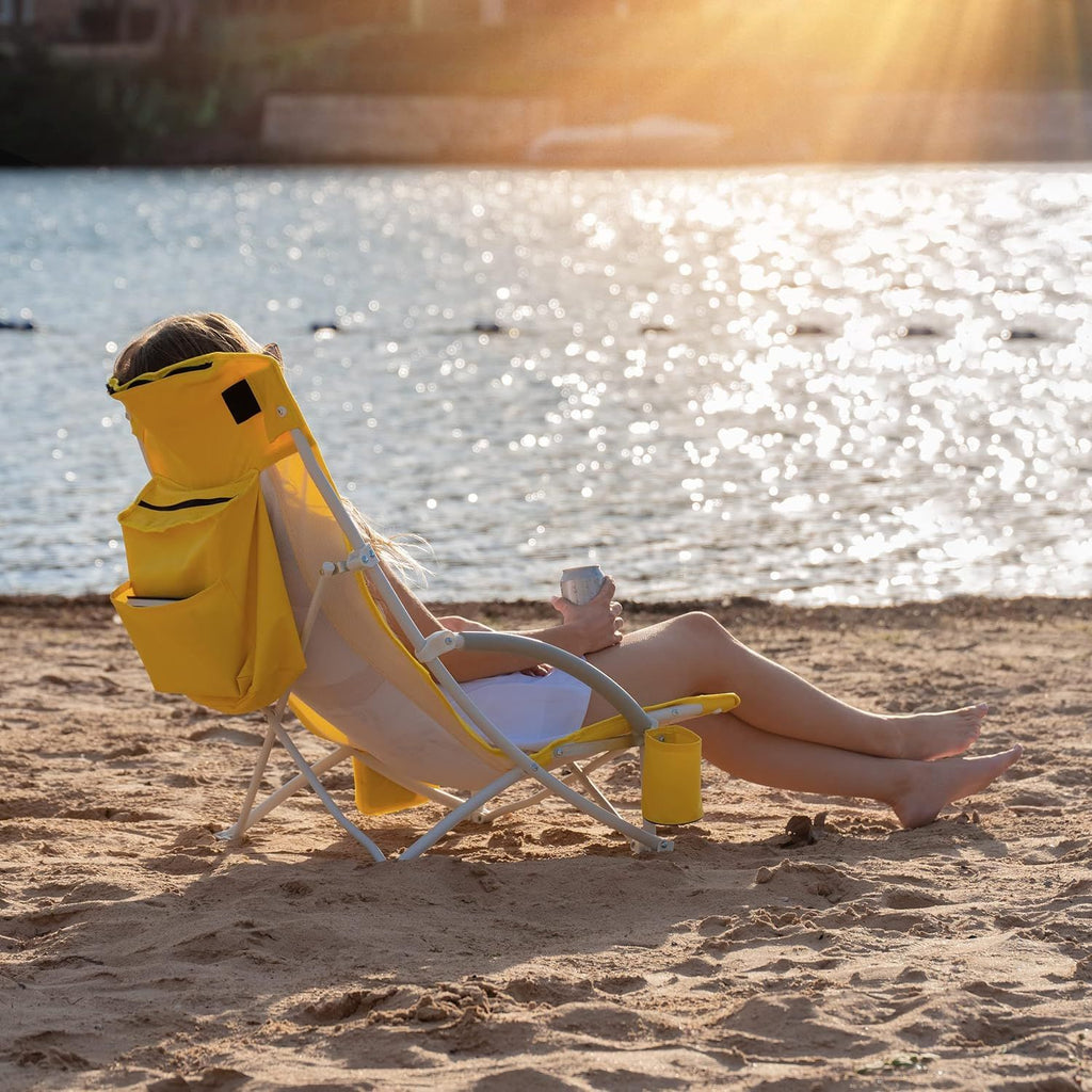 Nice C Beach Chair with Umbrella &amp; Cooler – High Back, Cup Holder, Carry Bag