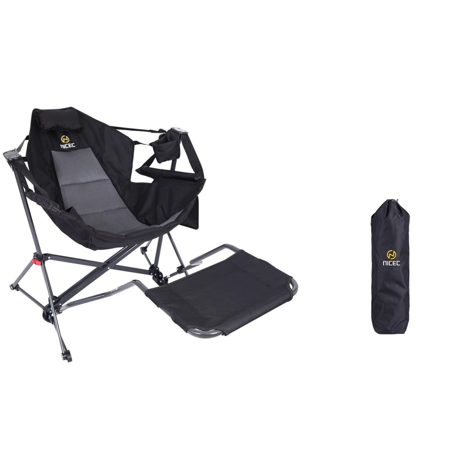 Nice C Hammock Camping Chair with Stand, High Back, Footrest, Cup Holder &amp; Side Pocket 